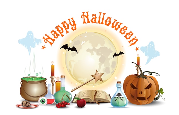 Progettazione di halloween con laboratorio di procedura guidata. felice halloween