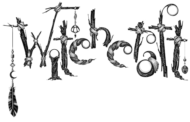 Halloween detailHand drawn letteringWitchcraft mystical magic elements