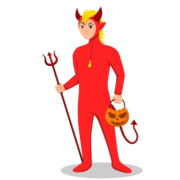 Halloween Devil Costume Design Flat Illustration