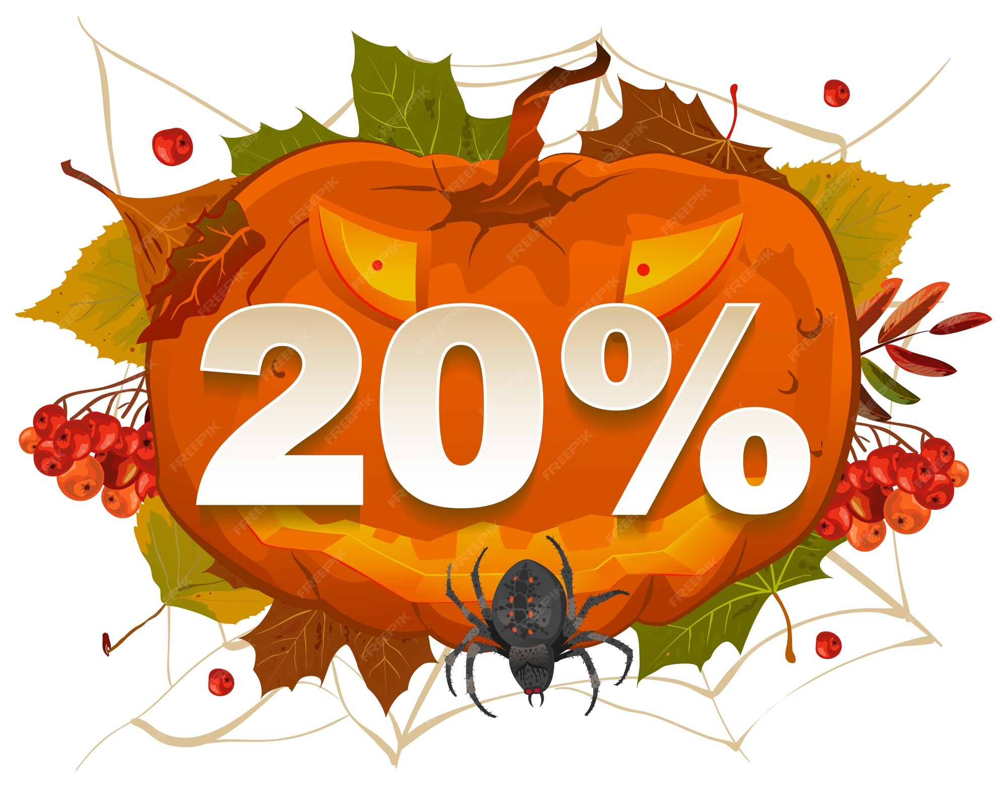 Premium Vector Halloween discount coupon of 20 percent. halloween