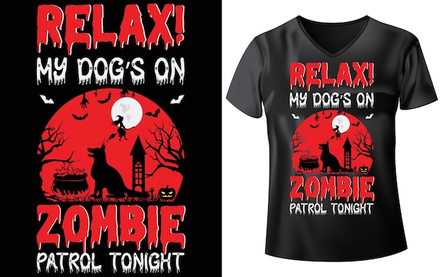 Дизайн футболки с собакой на Хэллоуин
