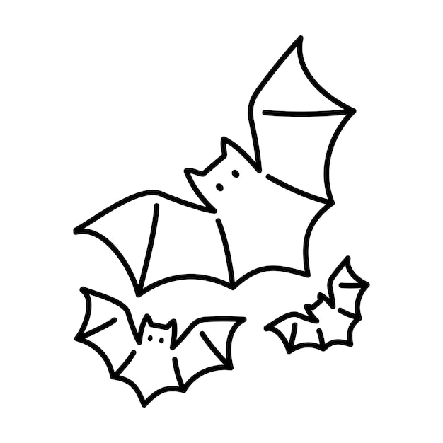 Vector halloween doodle bat icon set silhouettes of bats a halloween symbol