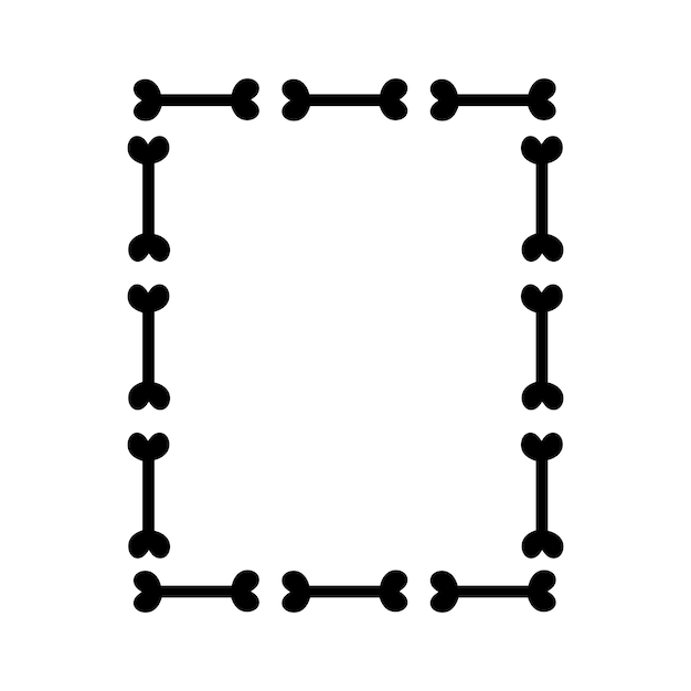 Cornice quadrata nera di doodle di halloween isolata. elemento spettrale di vettore disegnato a mano delle ossa di clip art