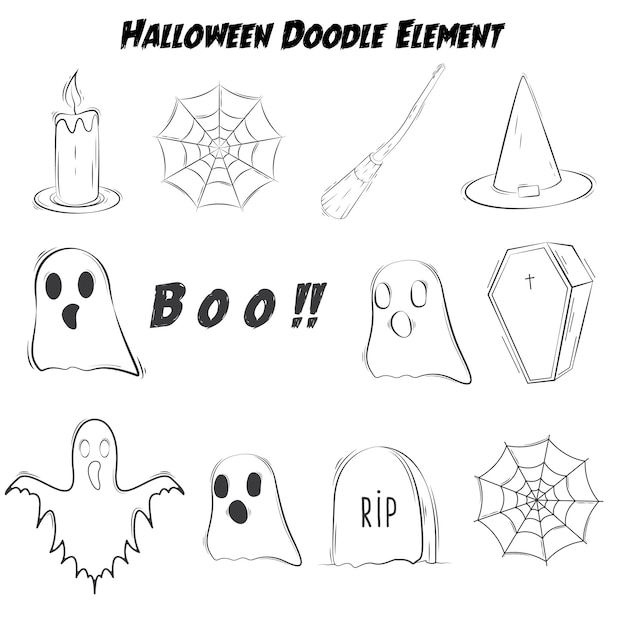 Halloween doodle element whit black color