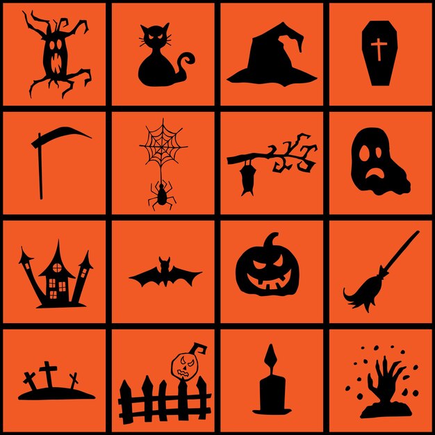 Vector halloween doodle set hand getrokken