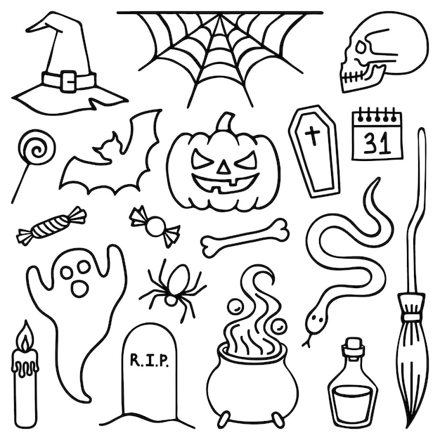 Halloween doodle set