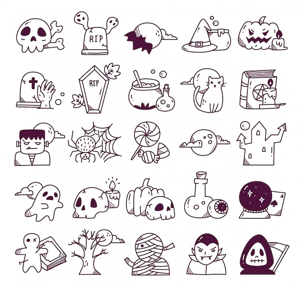 Halloween doodle set