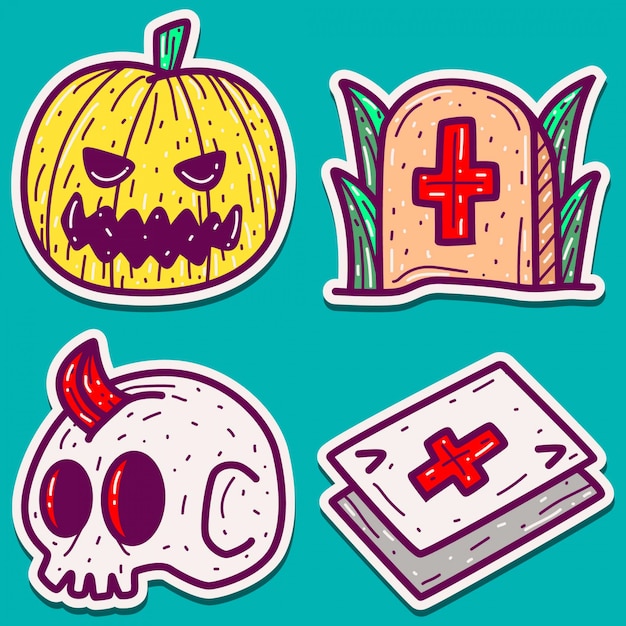 Halloween doodle sticker ontwerp