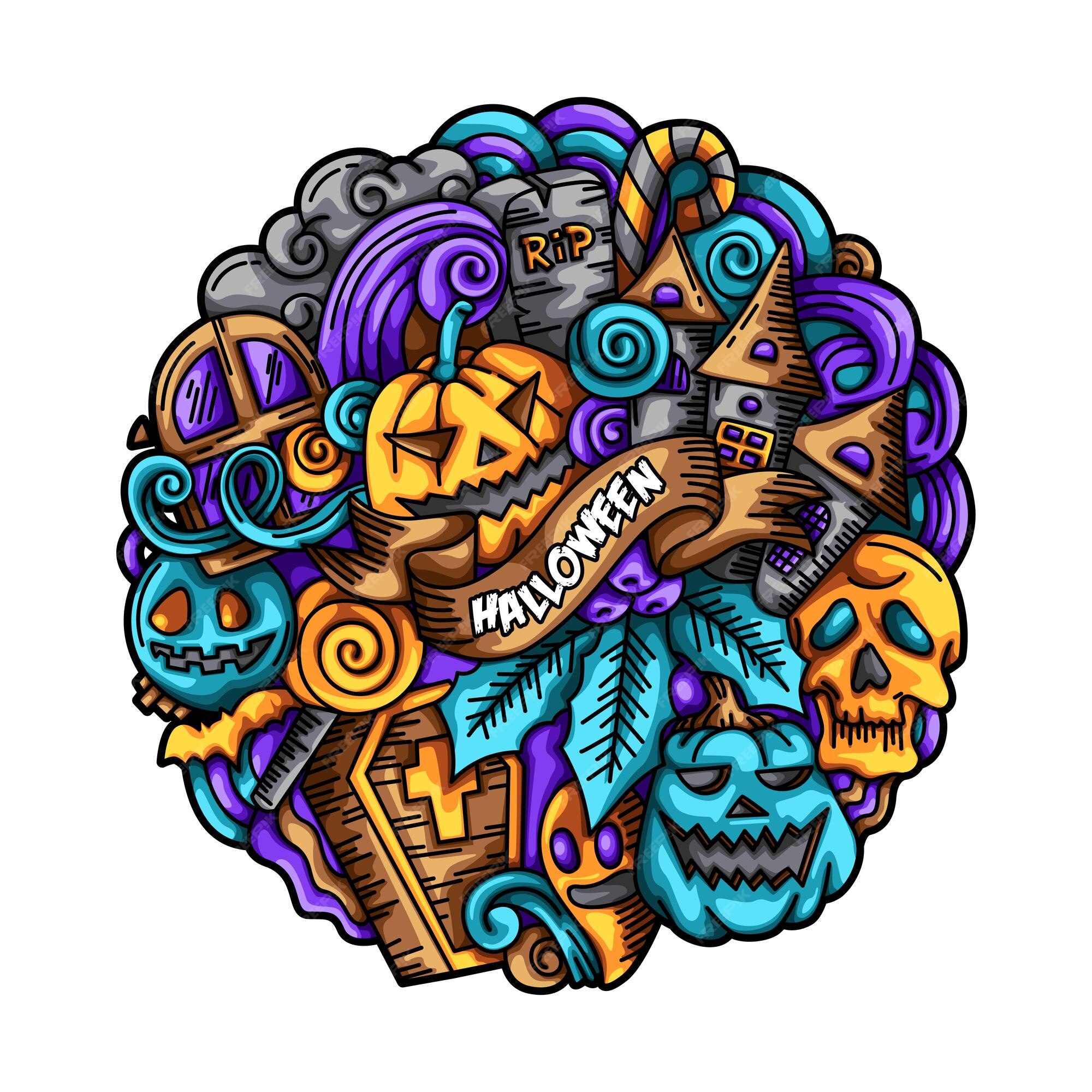 Premium Vector Halloween doodles vector design illustration