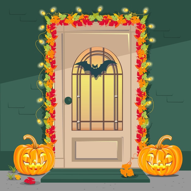 Vector halloween door