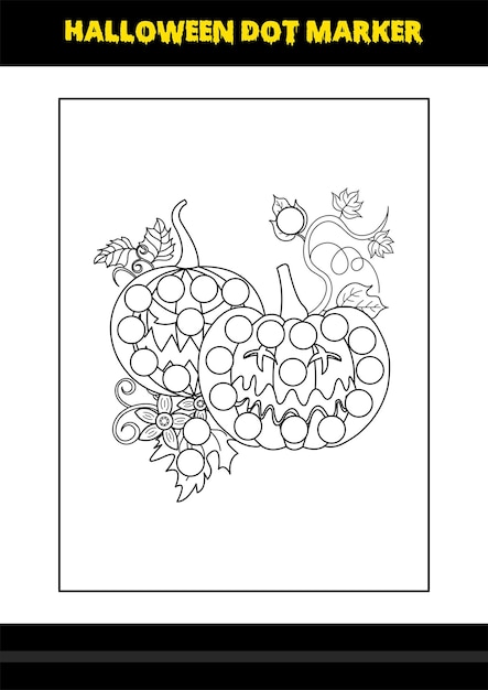 Halloween dot coloring page for kids line art coloring page design for kids