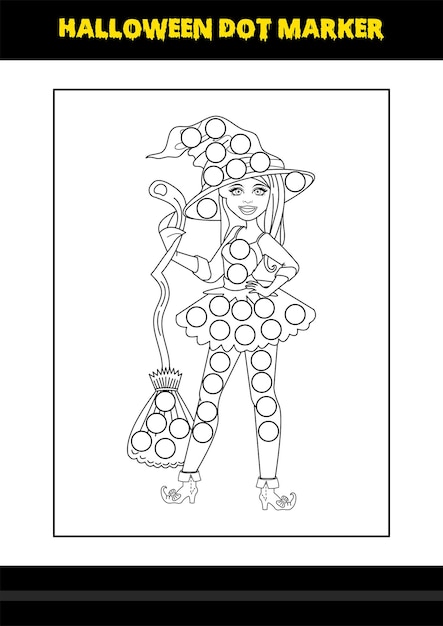 Halloween dot coloring page for kids Line art coloring page design for kids