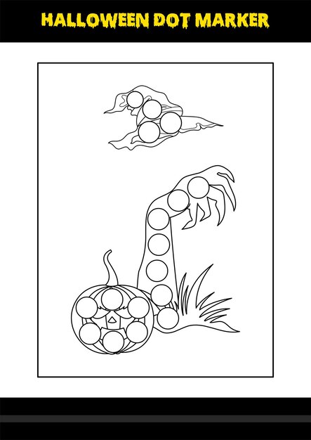 Halloween dot coloring page for kids Line art coloring page design for kids