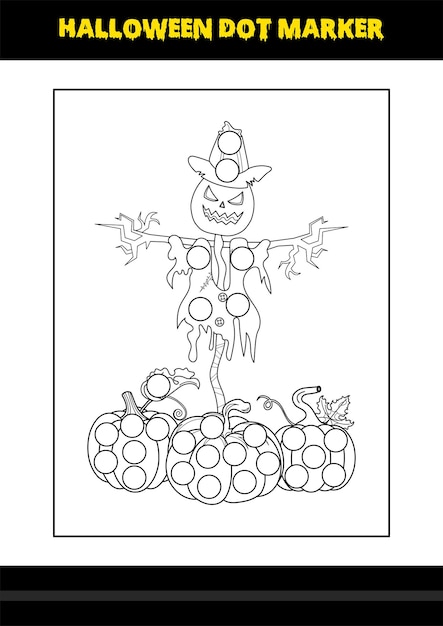 Halloween dot coloring page for kids Line art coloring page design for kids