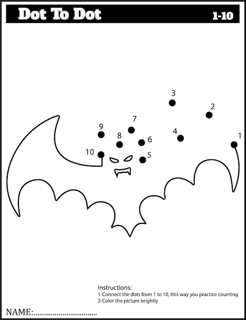 Halloween Dot To Dot Activity Book Learn to Count 1-10 Back to school Activity