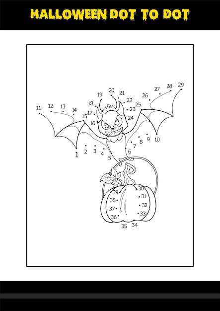 Halloween dot to dot coloring page for kids Line art coloring page design for kids