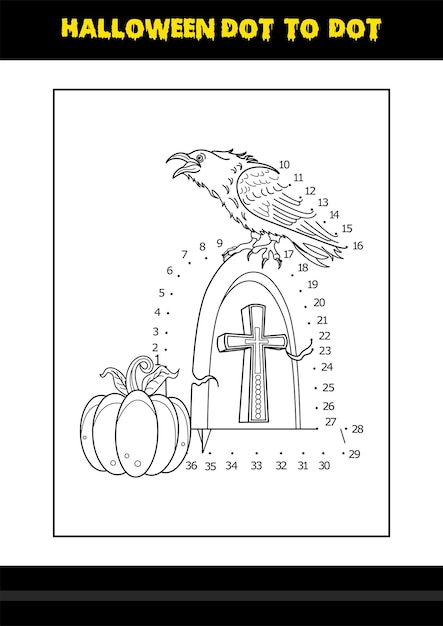 Halloween dot to dot coloring page for kids Line art coloring page design for kids