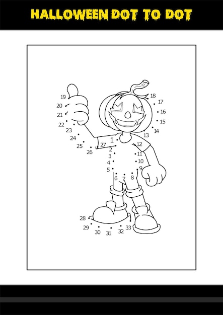 Halloween dot to dot coloring page for kids Line art coloring page design for kids