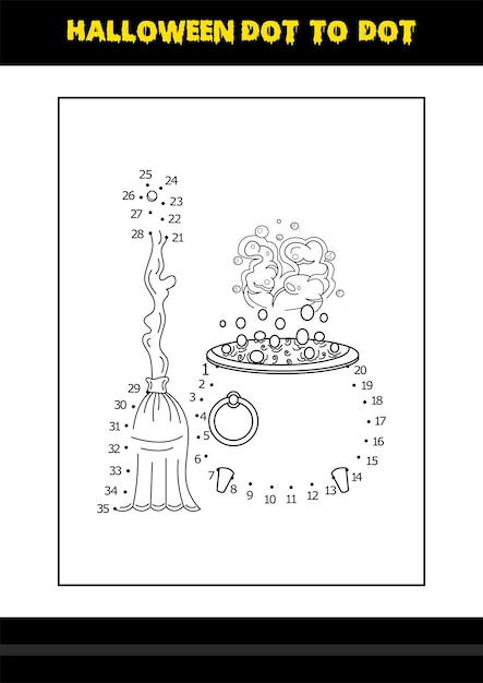 Halloween dot to dot coloring page for kids Line art coloring page design for kids