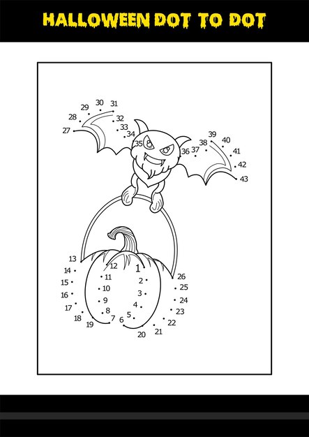 Хэллоуин точка за точкой раскраски для детей Line art раскраски страницы дизайн для детей