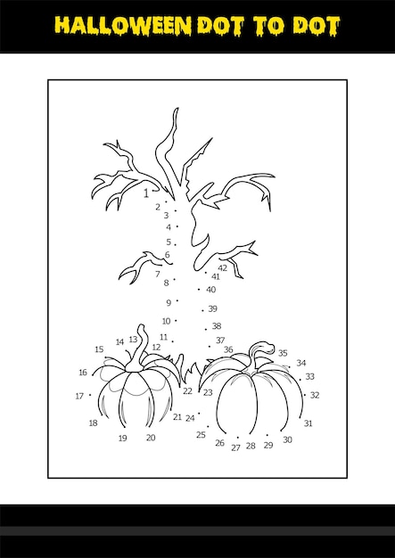 Halloween dot to dot coloring page for kids Line art coloring page design for kids