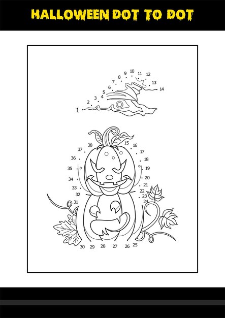 Halloween dot to dot coloring page for kids line art coloring page design for kids