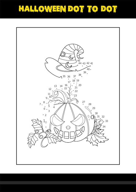 Halloween dot to dot coloring page for kids Line art coloring page design for kids