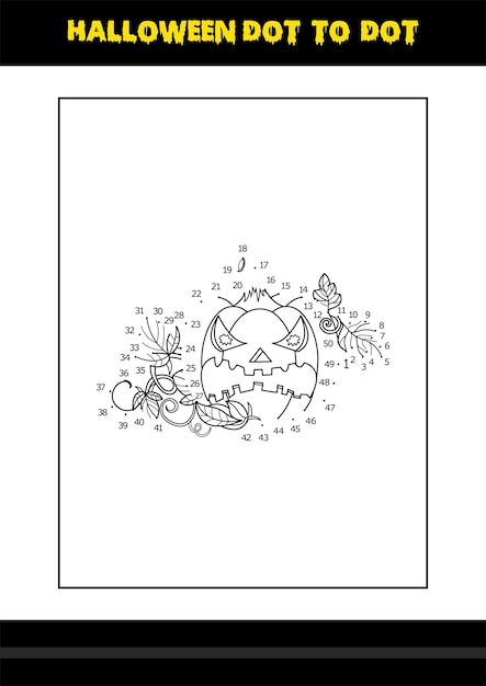 Halloween dot to dot coloring page for kids Line art coloring page design for kids