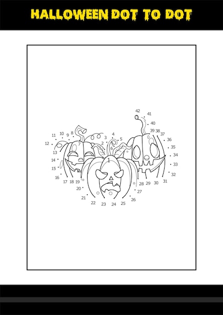 Halloween dot to dot coloring page for kids Line art coloring page design for kids