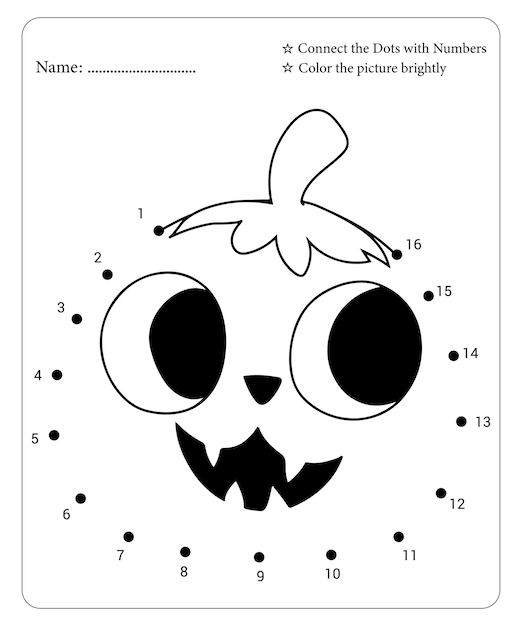 Halloween dot to dot coloring page for kids premium vector