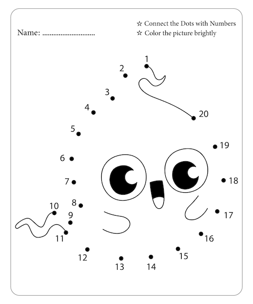 Pagina da colorare punto per punto di halloween per bambini vettore premium