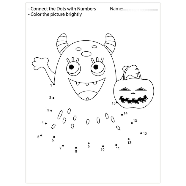 Vector halloween dot to dot for kids