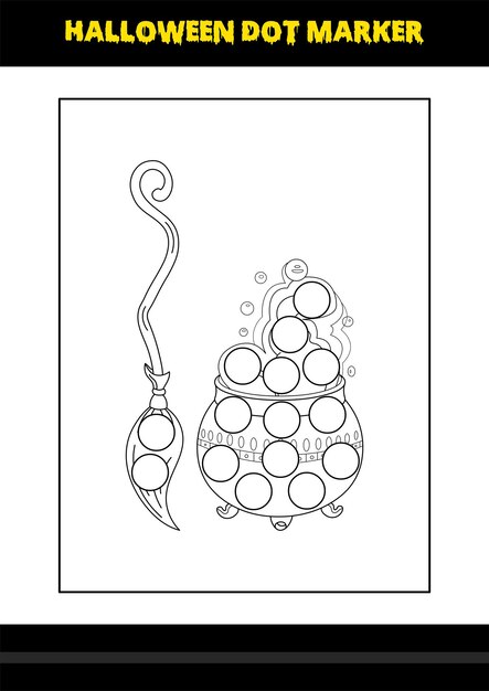 아이들을 위한 할로윈 도트 마커 색칠 공부 페이지 아이들을 위한 라인 아트 색칠 공부 페이지 디자인