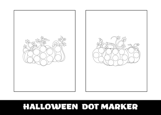 Halloween dot marker coloring page for kids Halloween education game for preschool children