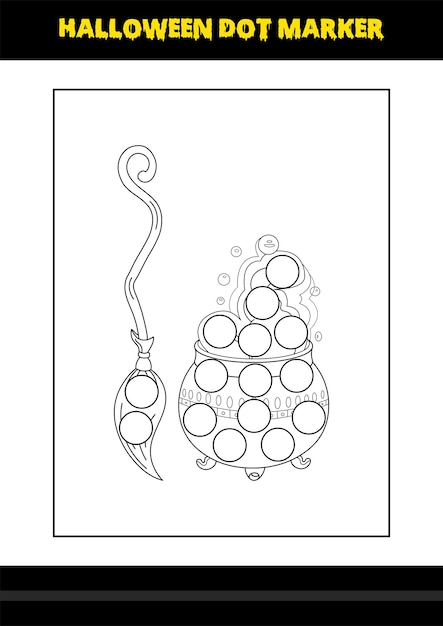 아이들을 위한 할로윈 도트 마커 색칠 공부 페이지 아이들을 위한 라인 아트 색칠 공부 페이지 디자인