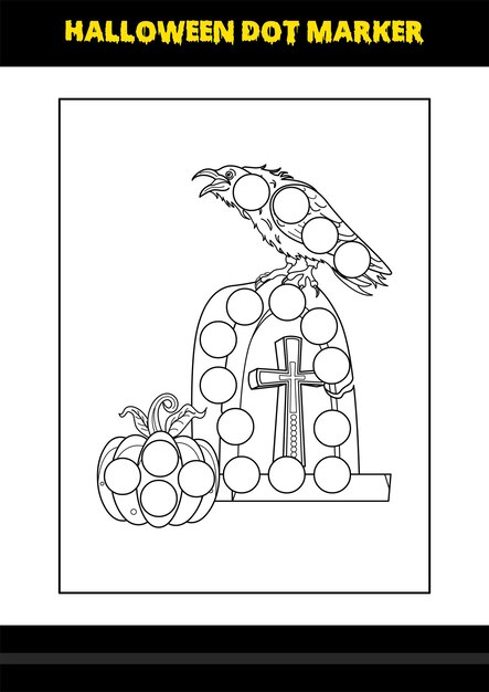 Halloween dot marker coloring page for kids Line art coloring page design for kids