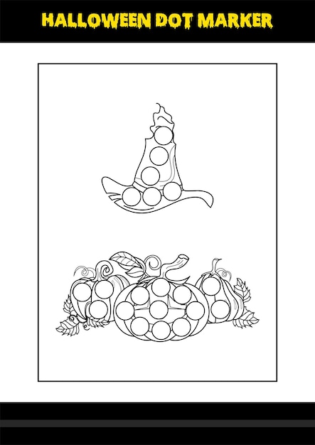 아이들을 위한 할로윈 도트 마커 색칠 공부 페이지 아이들을 위한 라인 아트 색칠 공부 페이지 디자인