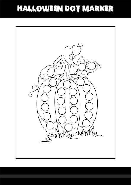 Halloween dot marker coloring page for kids. line art coloring page design for kids.