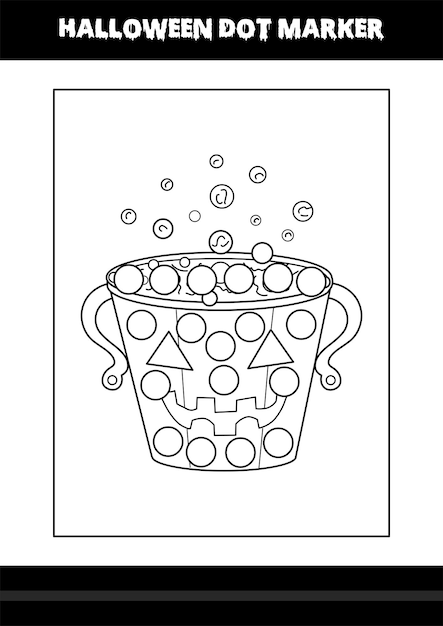 Halloween dot marker coloring page for kids. Line art coloring page design for kids.