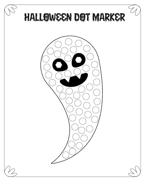 Disegni da colorare di halloween dot marker per bambini vettore premium