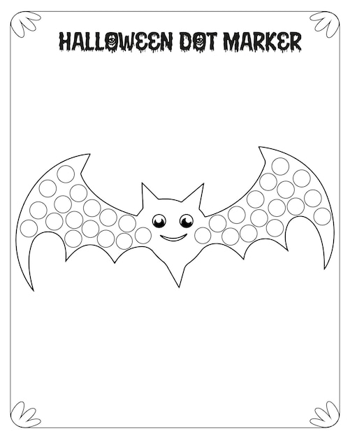 Disegni da colorare di halloween dot marker per bambini vettore premium