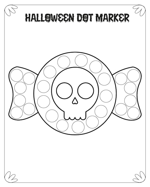 Halloween Dot Marker Coloring Pages for Kids Premium Vector