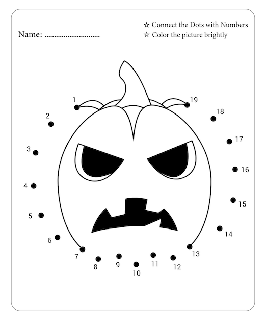 Halloween Dot Marker Coloring Pages for Kids Premium Vector