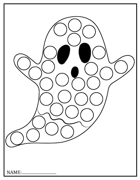 Halloween Dot Marker Coloring Pages For Kids.