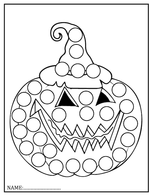 Halloween dot marker coloring pages for kids.