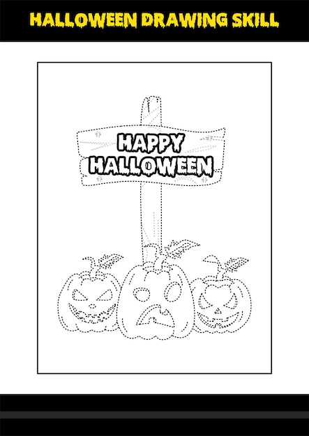 Halloween drawing skill for kids Halloween drawing skill coloring page for kids