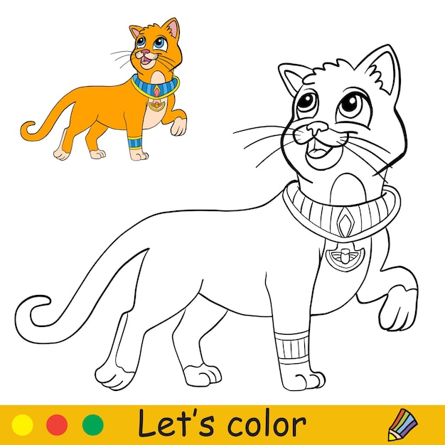 Colorazione del gatto egiziano di halloween per i bambini con il modello