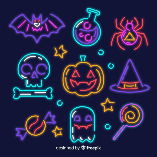 Halloween element neon sign collection