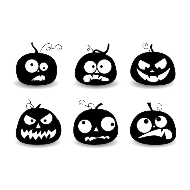 Halloween element set, pumpkin set, pumpkin silhouette, vector illustration