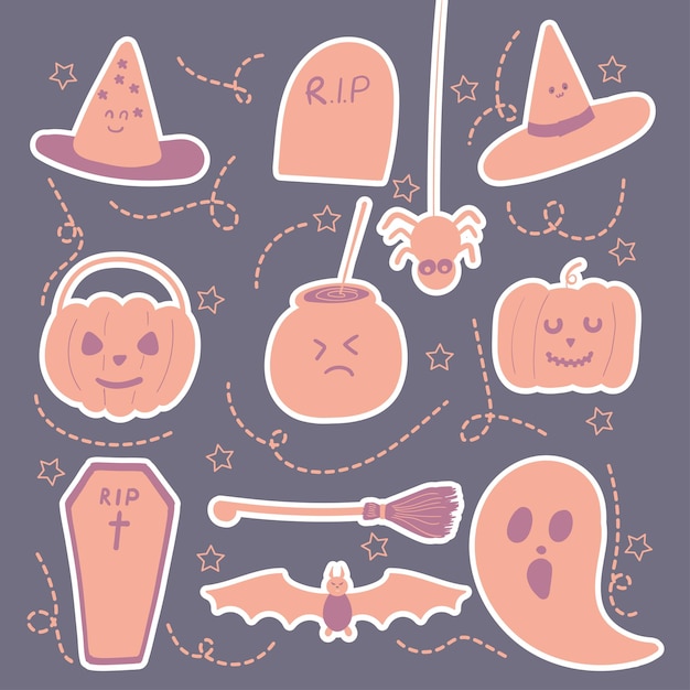 Halloween-element sticker vector kunstontwerp